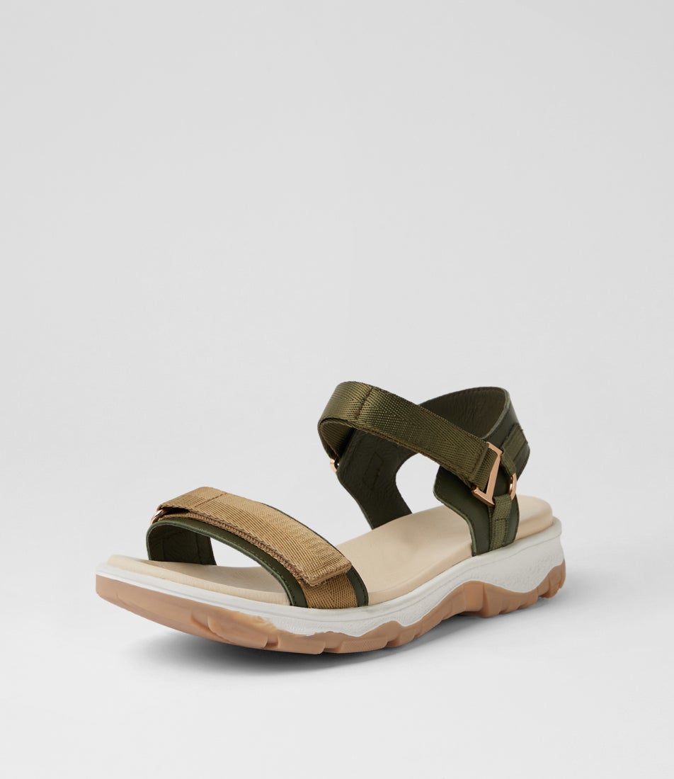 Ramble Olive Taupe Multi Leather Sandals