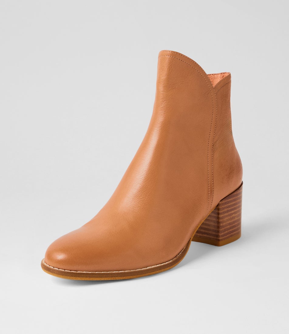 Mocker Tan Leather Ankle Boots