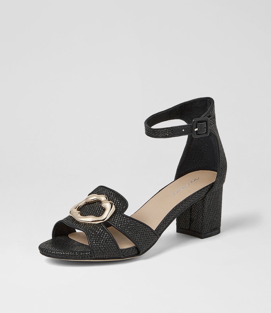 Gisabel Black Fabric Sandals