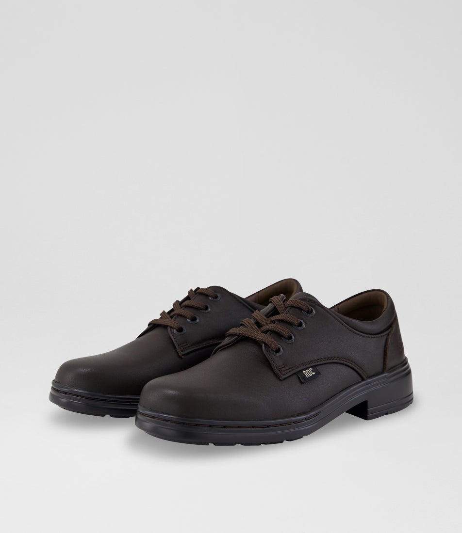 Larrikin Junior Brown Leather Lace Up School Shoes