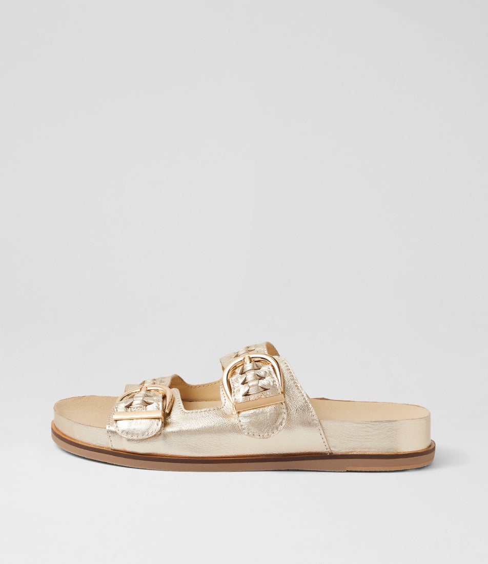 Qalil Pale Gold Leather Slides