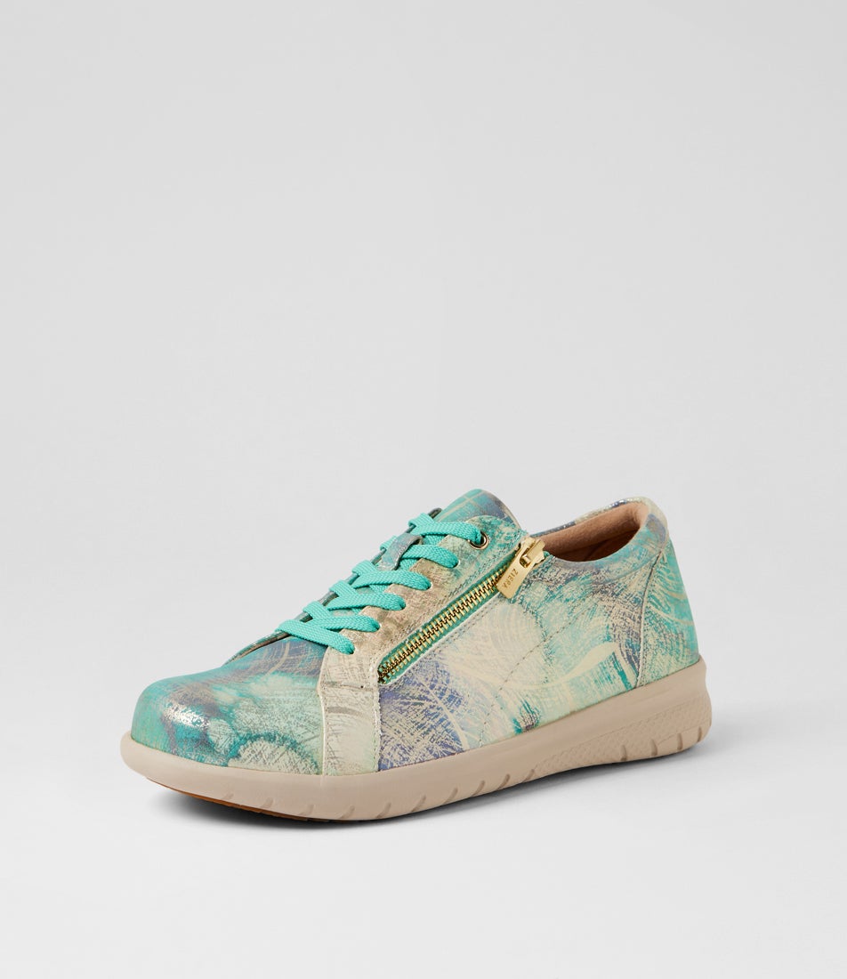 Solar Xf Green Watercolour Leather Sneakers