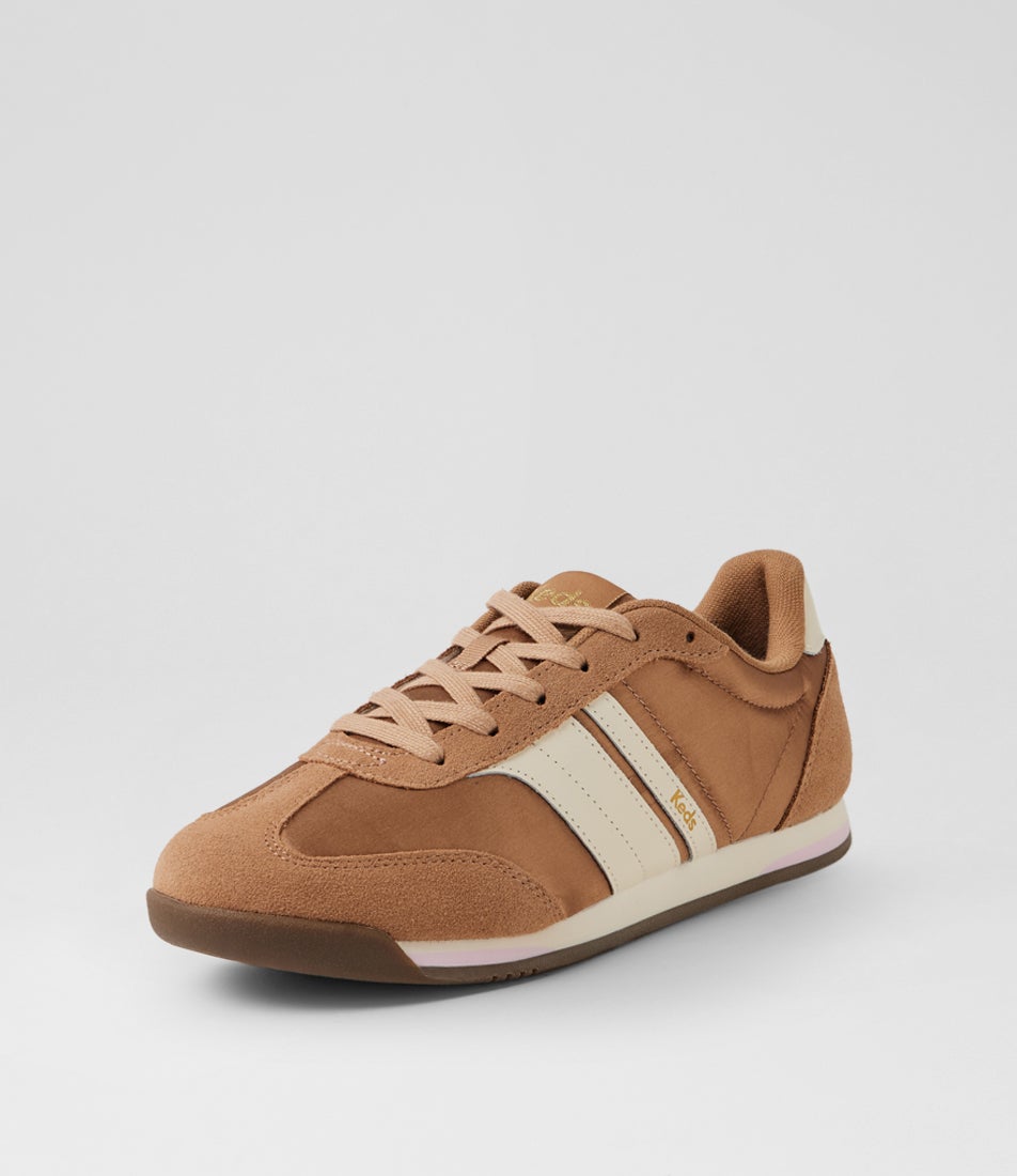 Revival Satin Mocha Satin Suede Lace Up Sneakers