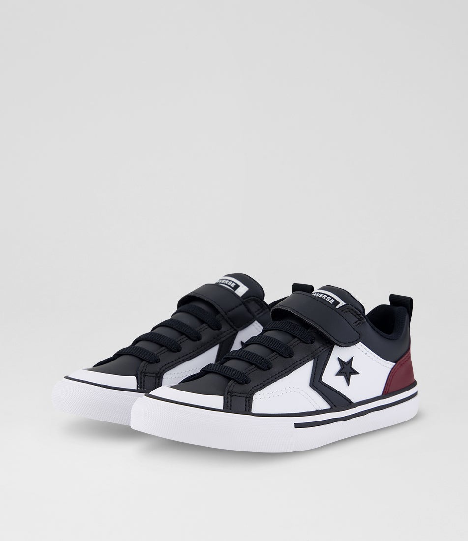 Pro Blaze Junior White Black Deep Bordeaux Leather Sneakers