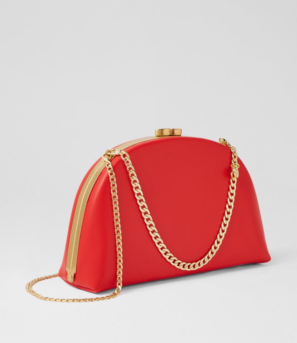 Celeste Curved Red Clutch