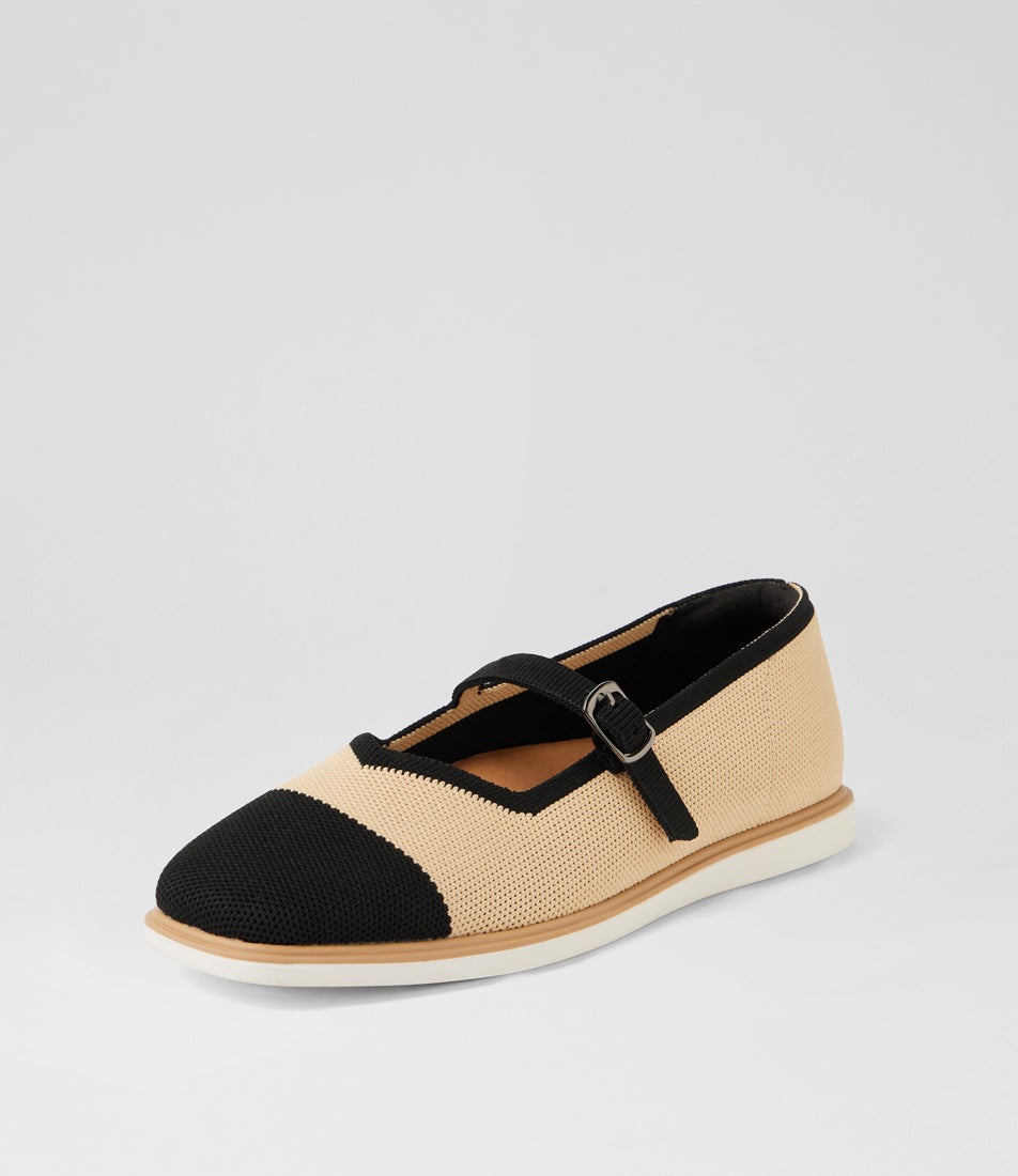 Futile Black Natural Knit Mary Janes