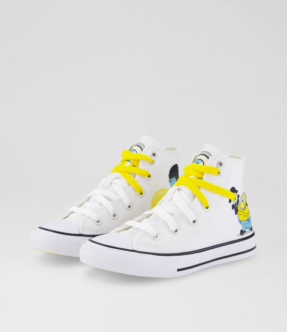 Minions Chuck Taylor All Star Hi Junior White Canvas Sneakers