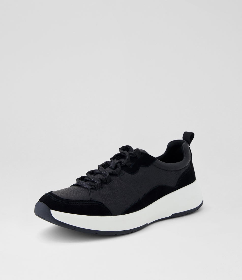 Tru Form Black Leather Suede Sneakers