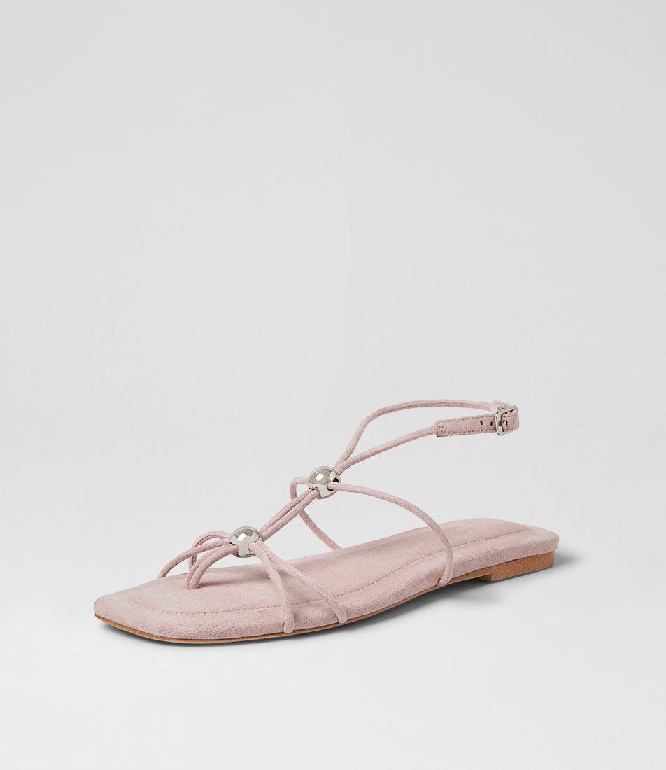 Rahi Pale Pink Silver Suede Sandals
