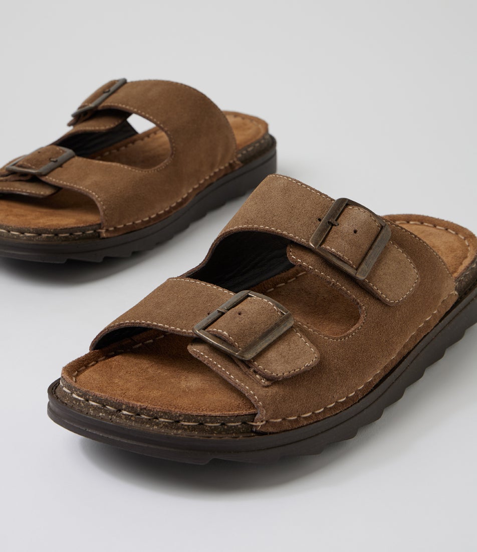 Irvin Taupe Suede Slides