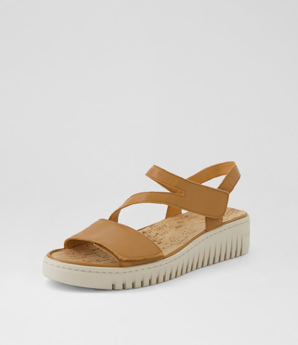 Inga Dark Tan Almond Leather Sandals