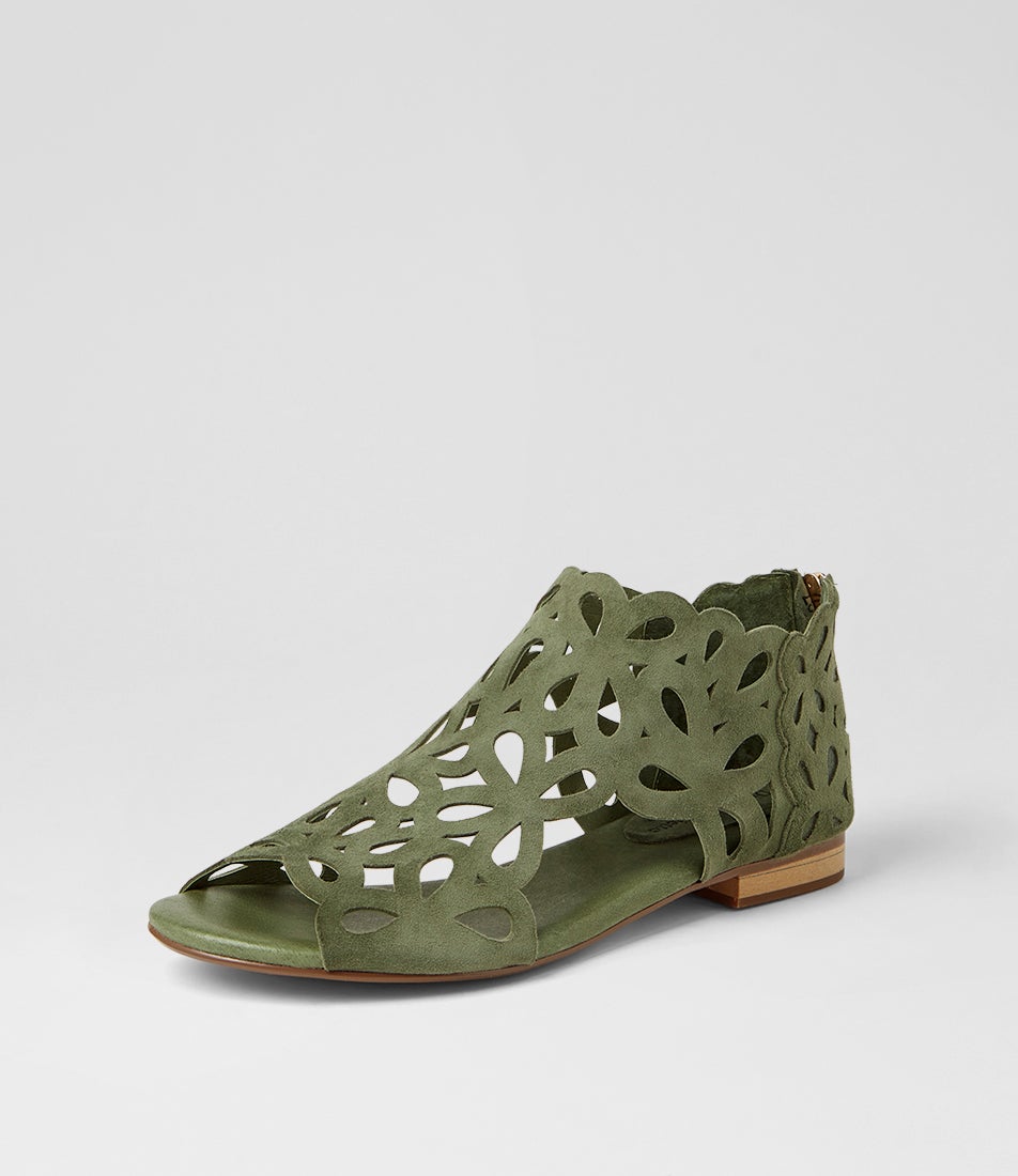 Pietro Khaki Suede Sandals