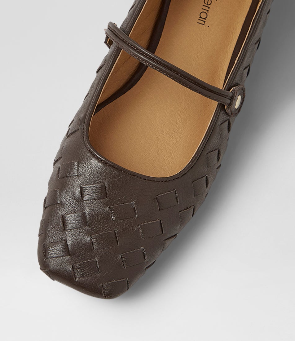 Zura Choc Leather Flat Shoes