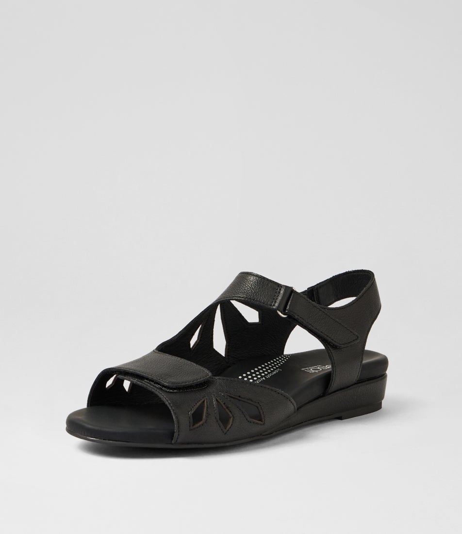 Jacalyn Black Leather Sandals
