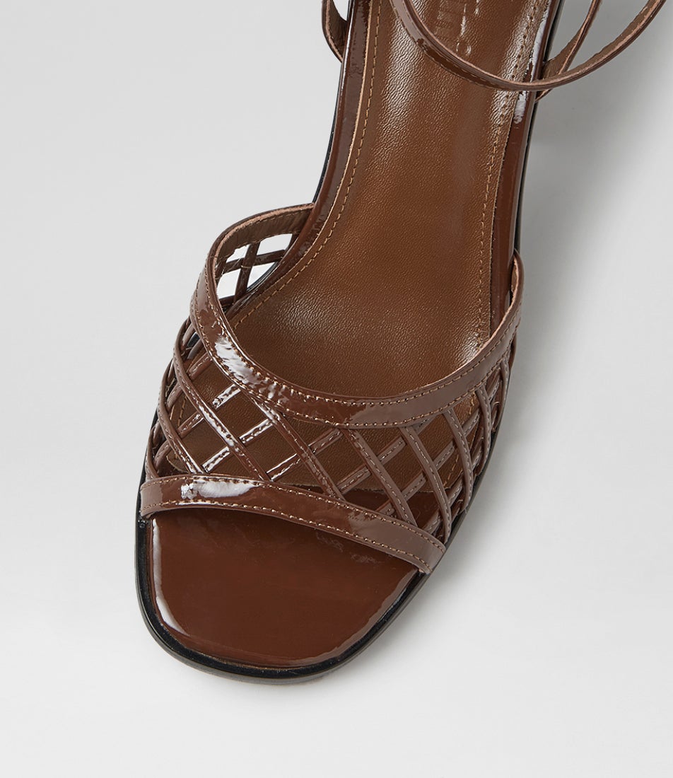 Naede Choc Black Patent Leather Sandals