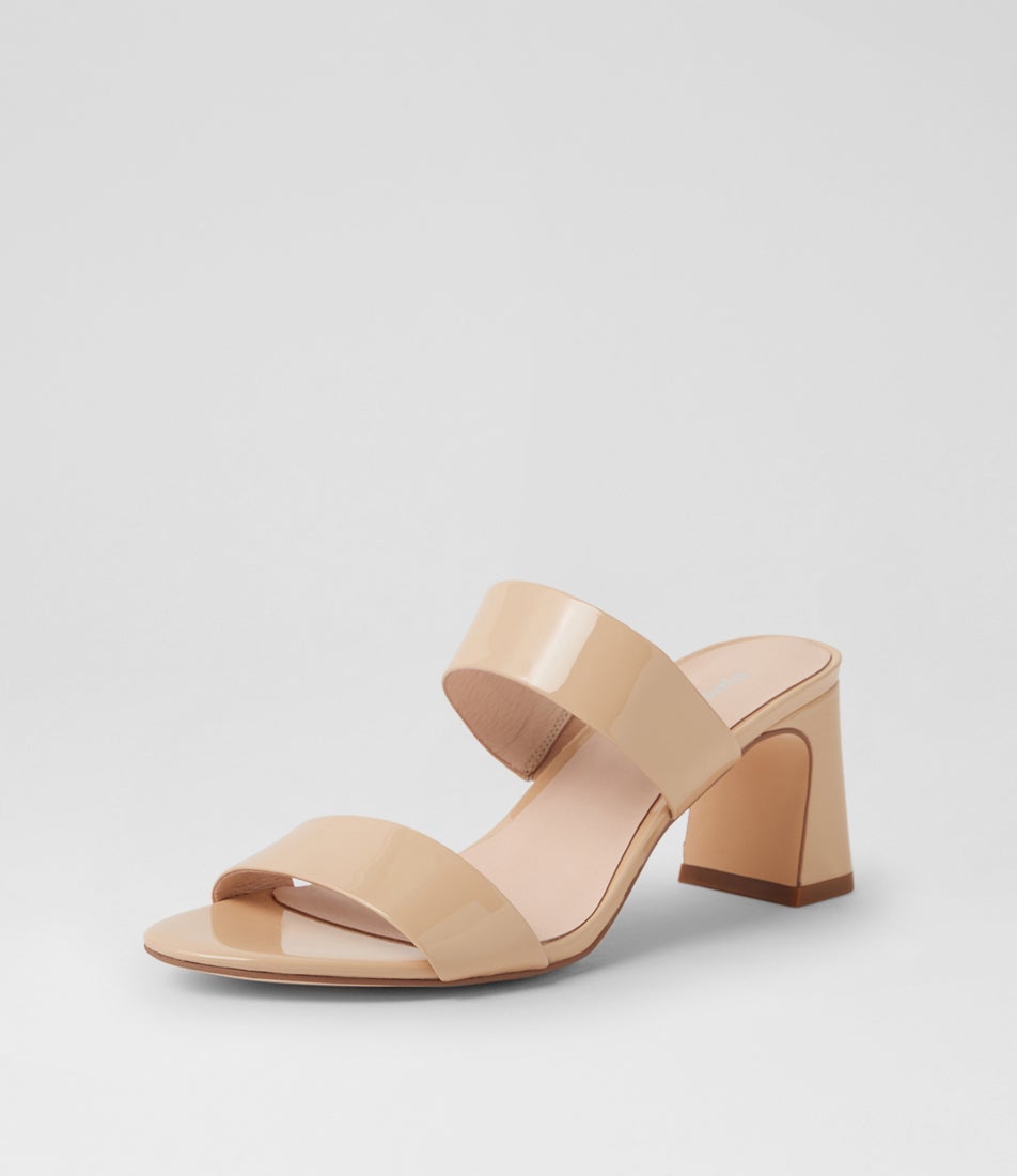 Belline Nude Patent Leather Heeled Sandals