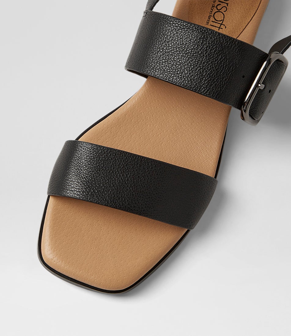 Demai Black Leather Sandals
