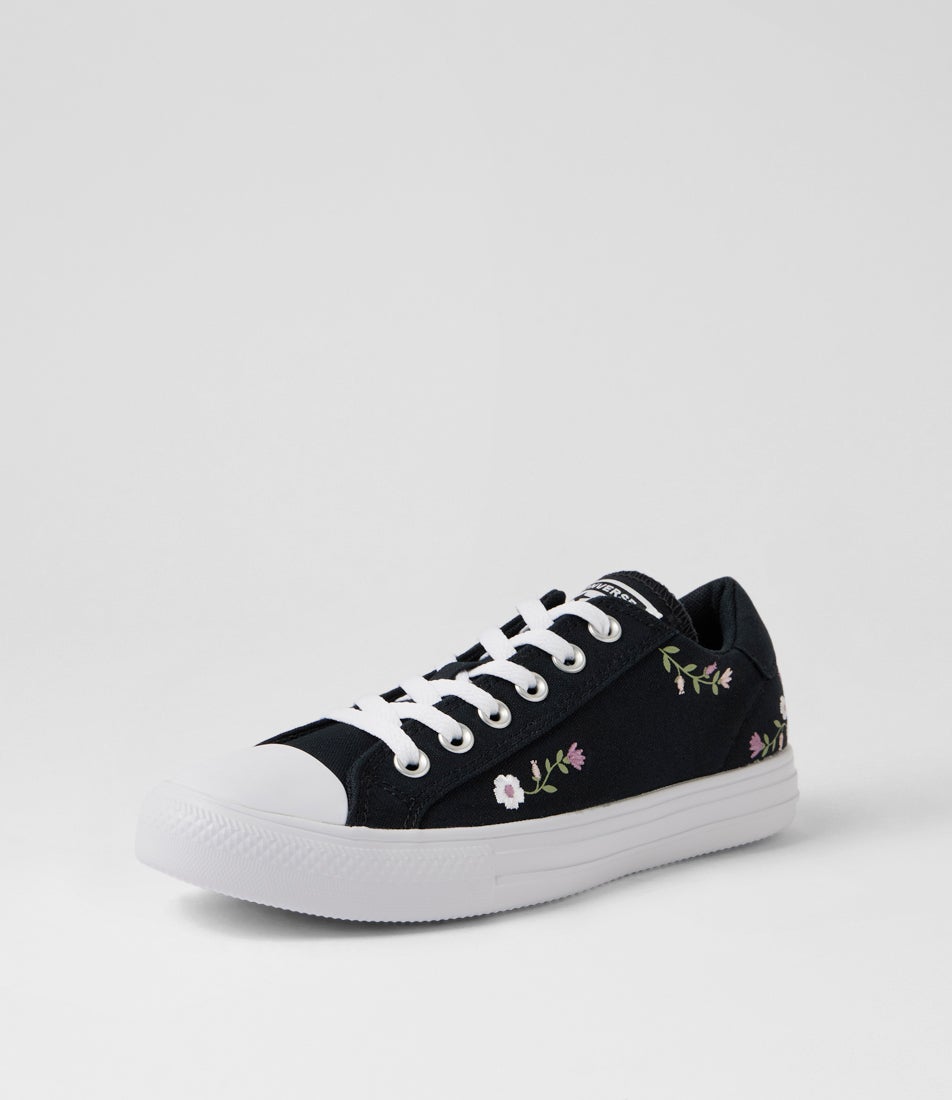 Day One Og Low Top W Black White Petal Canvas Lace Up Sneakers