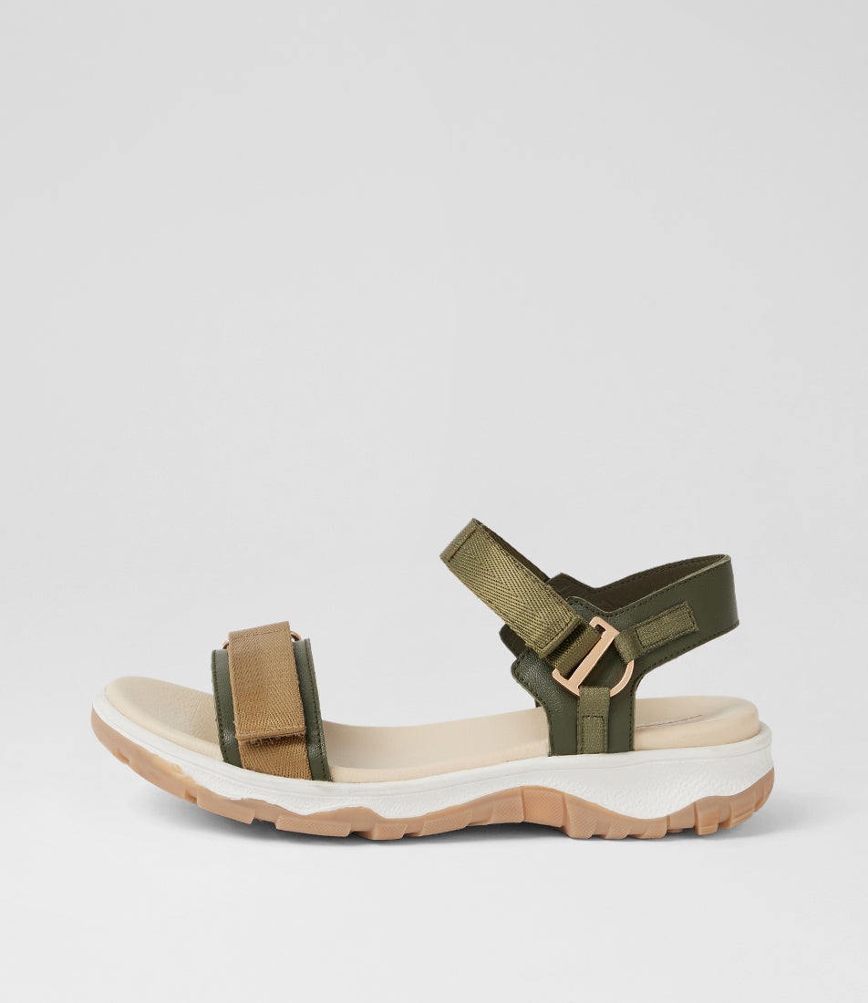 Ramble Olive Taupe Multi Leather Sandals