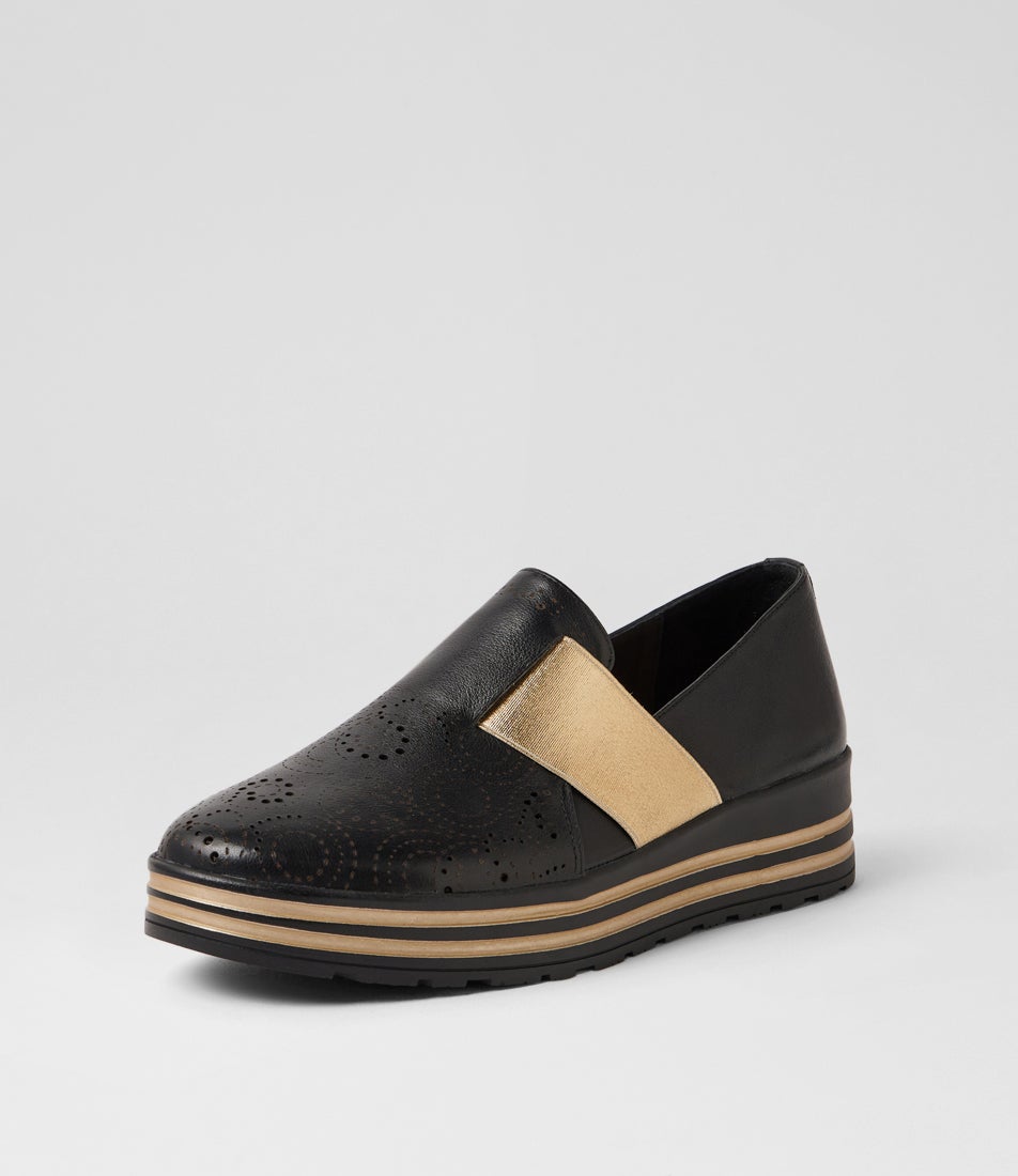 Vibel Xf Black Pale Gold Leather Loafers