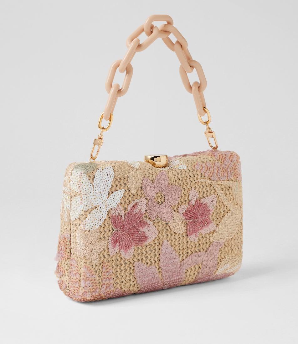 Greta Floral Blush Fabric Clutch