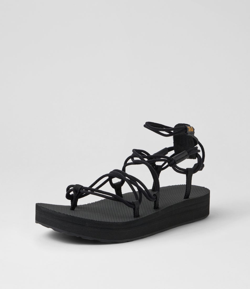 W Midform Infinity Black Fabric Strappy Sandals