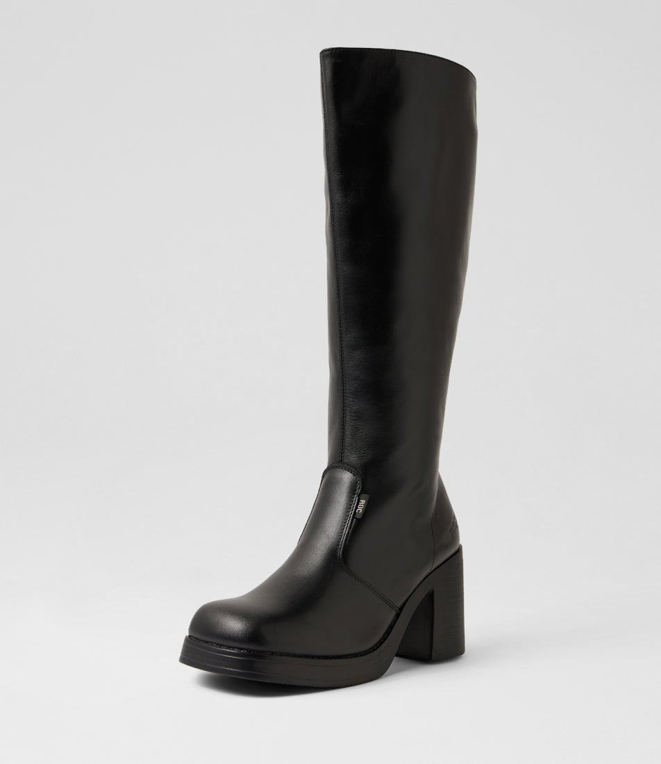 Idaho Wide Calf Black Leather Knee High Boots Idaho Wide Calf Black Leather Knee High Boots
