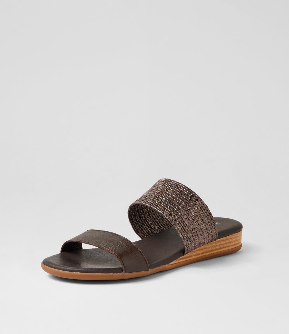 Opalic Choc Cocoa Leather Elastic Sandals
