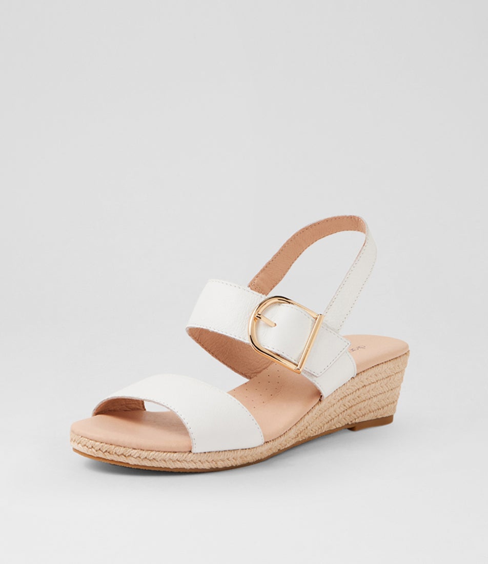 Hucy White Leather Sandals