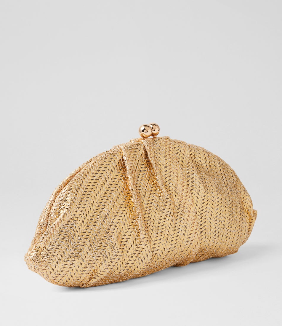 Rita Woven Gold Clutch