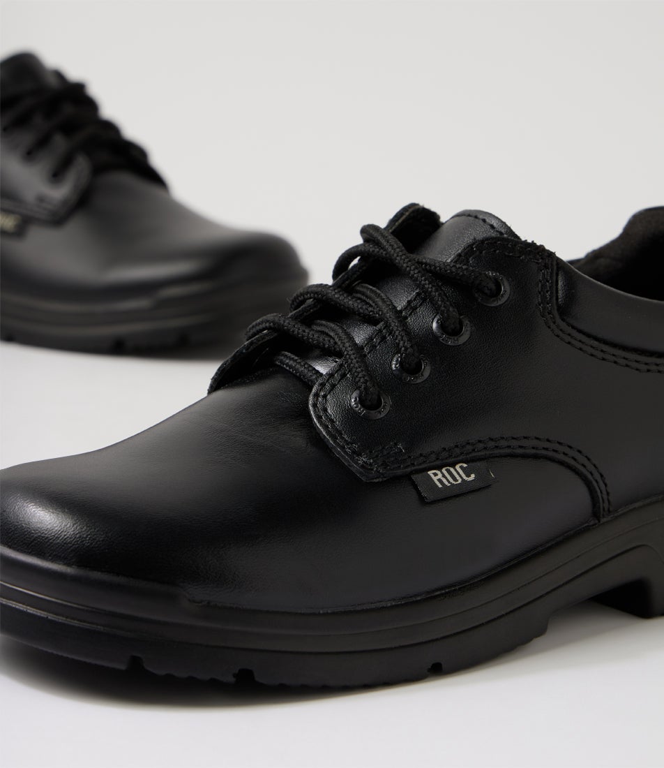 Rigour Junior Black Leather Lace Up School Shoes