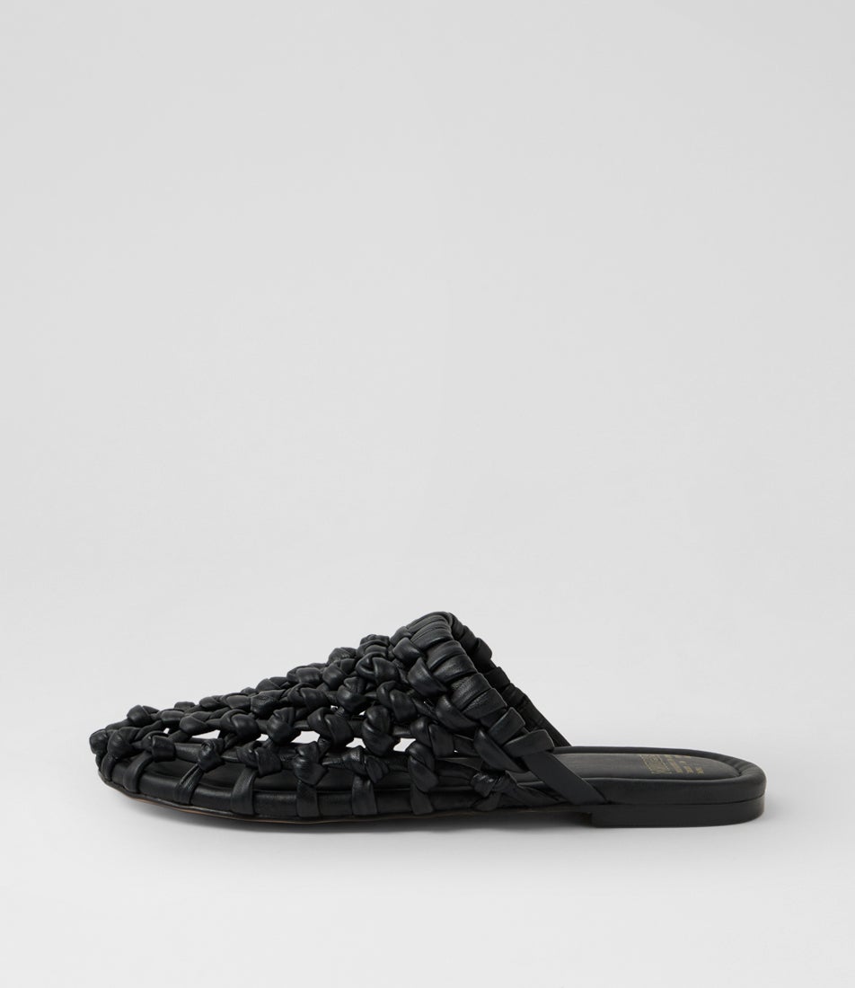 Ann Aya Slide Black Leather Slides