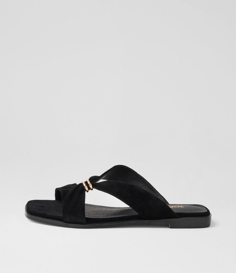 Lalori Black Suede Slides