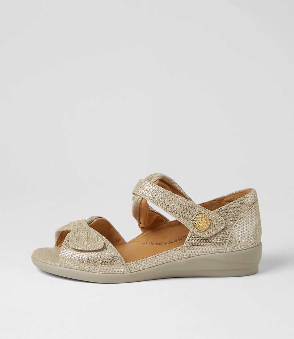 Doxie W Camel Mix Leather Sandals