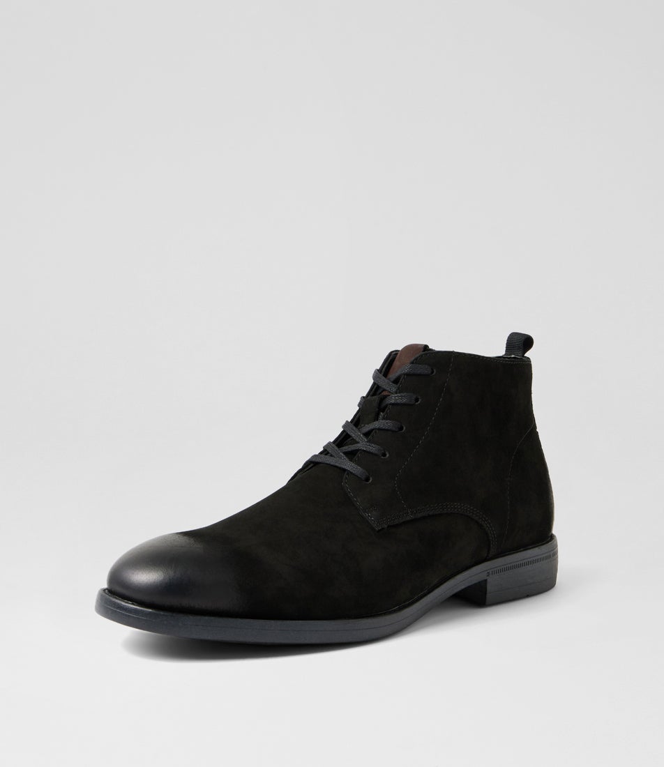 Neon Black Leather Lace Up Boots