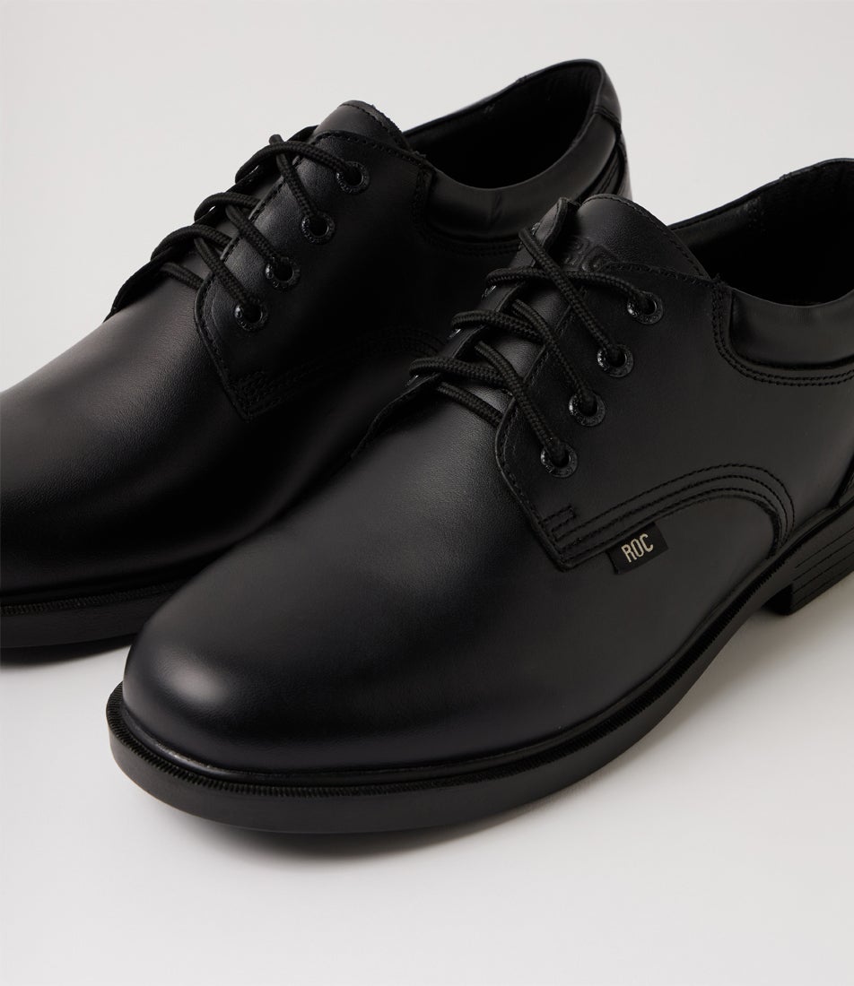 Report Senior Black Leather Lace Up School Shoes