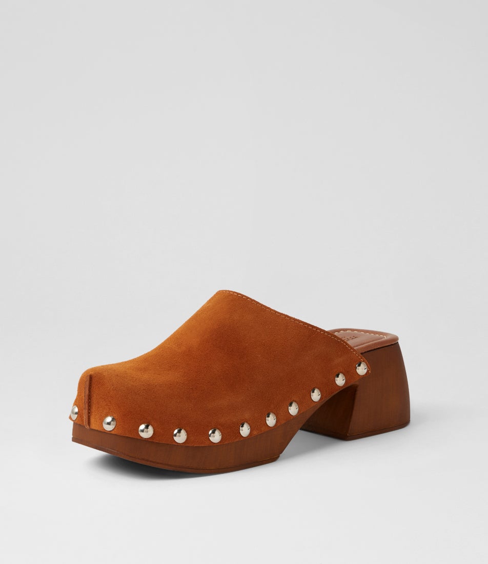 Haven Caramello Suede Clog Heels