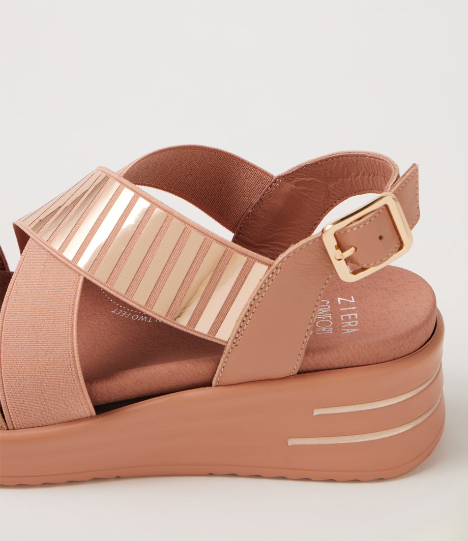 Solle Xw Cafe Rose Gold Leather Sandals