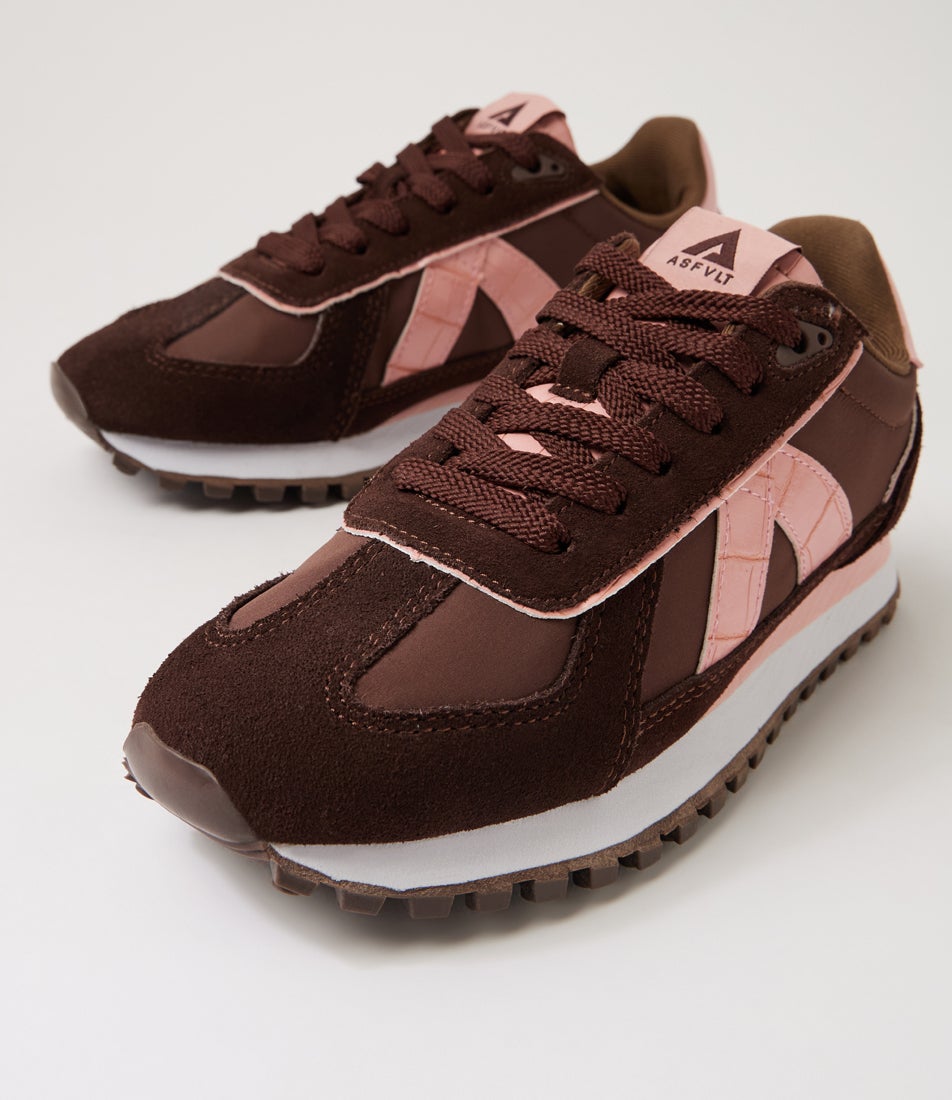 Gate Brown Choco Pink Suede Canvas Sneakers