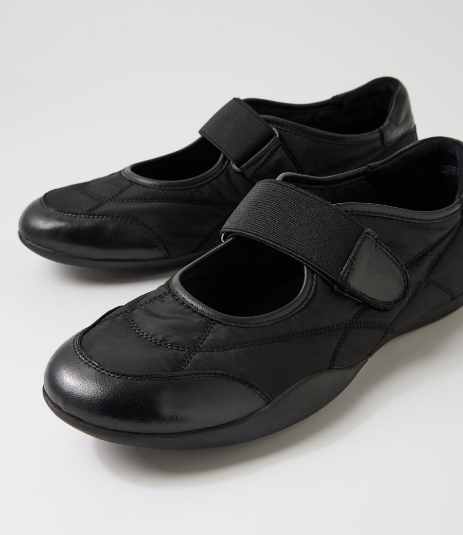 Zorrah Black Leather Mix Mary Janes