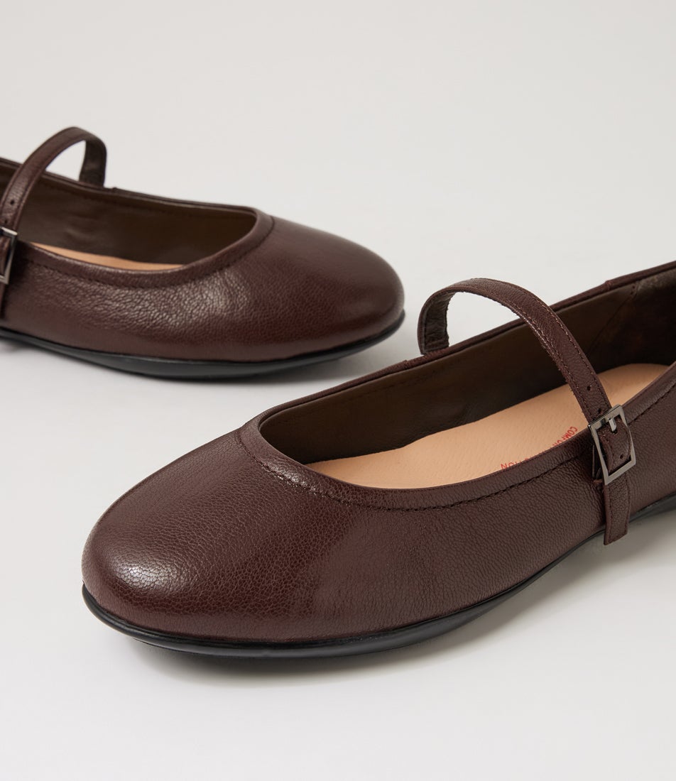 Aurora Choc Leather Mary Janes