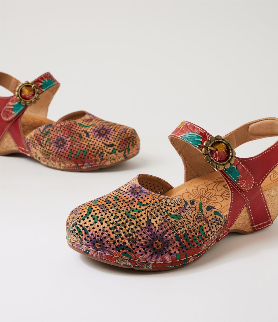 Joice Red Floral Multi Mary Jane Heels