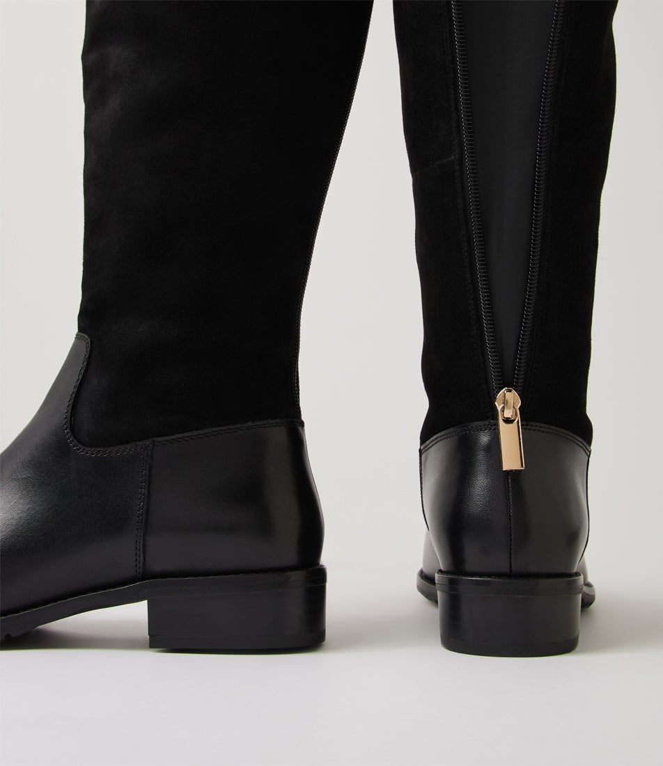 Chiara 05 Schwarz Leather Knee High Boots