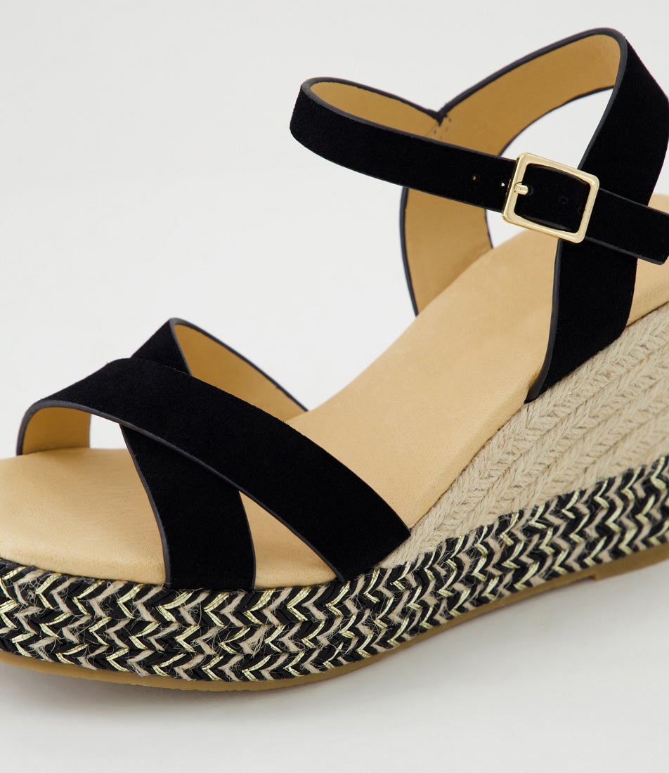 Fellie Black Multi Microsuede Sandals