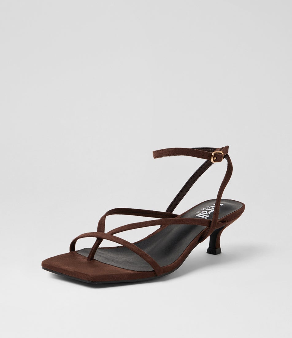 Maeve Chocolate Brown Microsuede Sandals