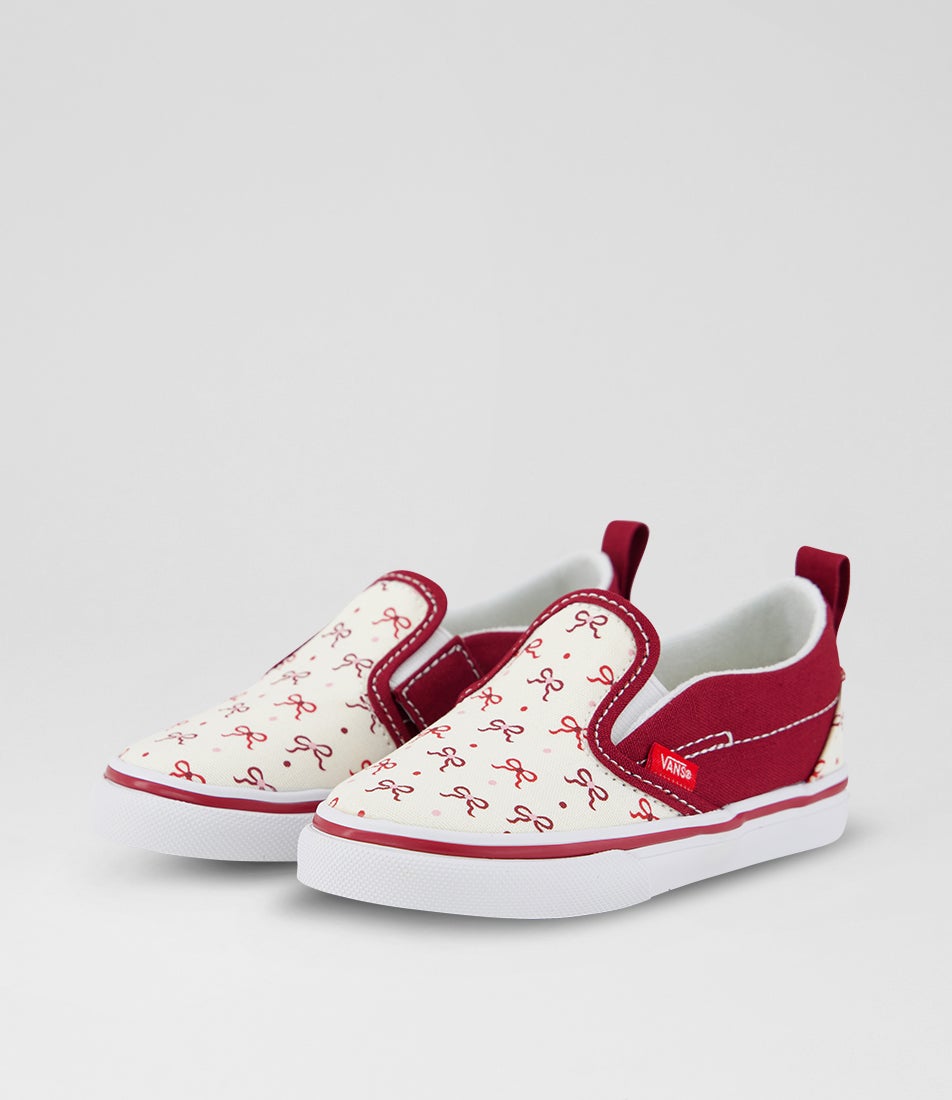 Slip On V Toddler Bow Bordeaux Canvas Sneakers
