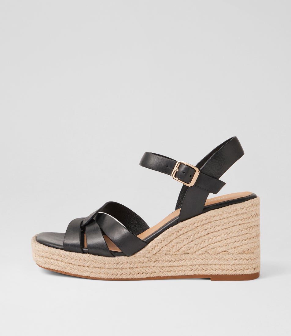 Urma Black Natural Rope Leather Sandals