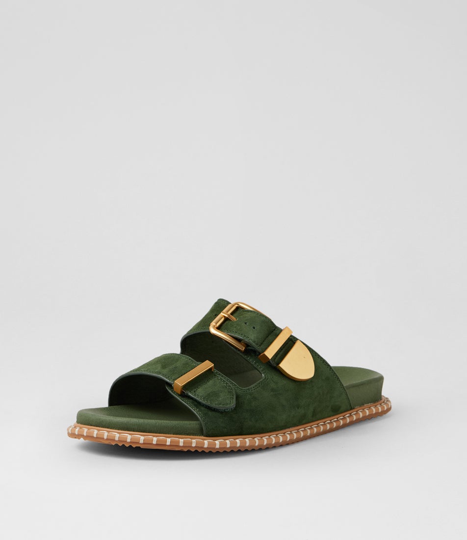Iyami W Olive Suede Sandals