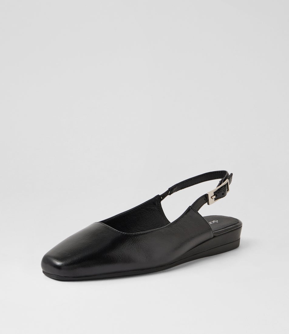 Kailani Black Luxe Leather Slingbacks