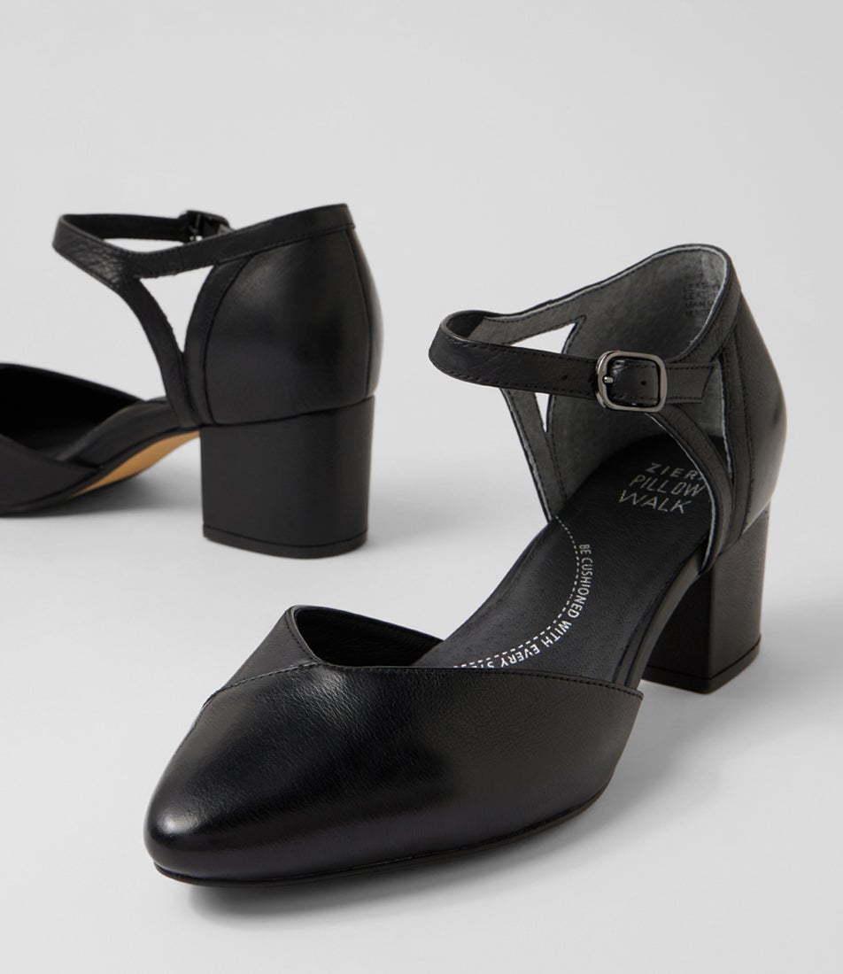 Vetto Xw Black Leather Mary Jane Heels